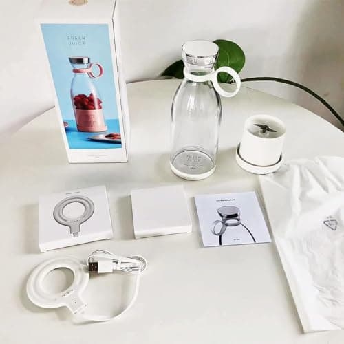 Portable Juicer Blender, 350ml Rechargeable Electric Blender for Fresh Juice, Fruit & Milkshakes, BPA-Free, Easy Clean, Compact Travel Cup for Gym, Office, Home（Pink） 9