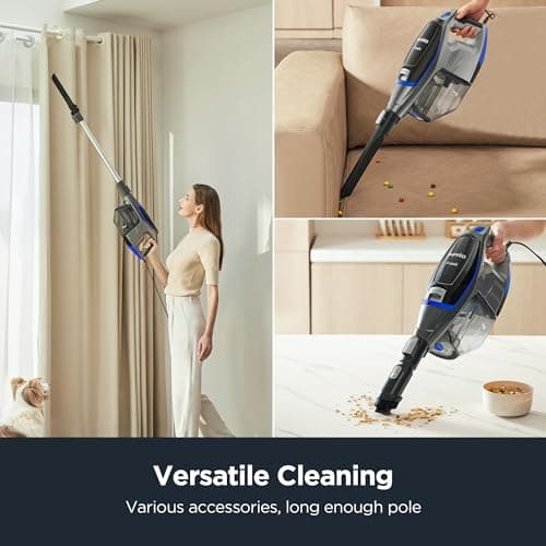 Eureka Corded Stick Vacuum Cleaner for Home Pet Hair, Lightweight Vacuum Cleaner with Powerful Suction for Carpet Tile and Hard Floor, Blue, NES520BL 2-in-1 Flash Handheld Vac 7