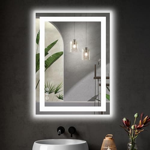 Sweetcrispy 32"x 24"LED Bathroom Vanity Mirror for Wall with Anti-Fog, Dimmable Rectangle Mirrors with Front Light and Backlit, Memory Function, Tempered Glass, Shatter-Proof, Horizontal& Vertically