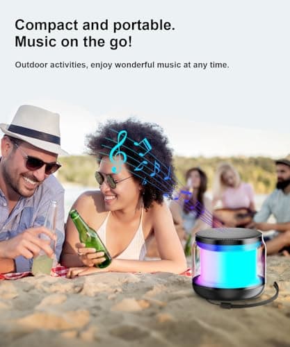 NOTOKA Mini Portable Bluetooth Speakers Wireless,TWS Pairing Small Bluetooth Speaker，with Lights and Lanyard,Gifts for Women/Girls, Boys and Kids for Christmas 6