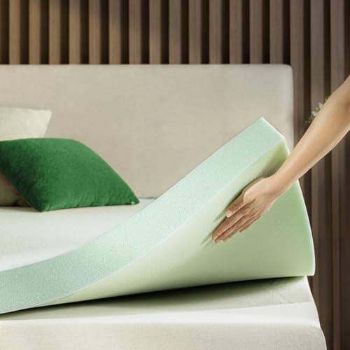 ZINUS 4 Inch Green Tea Memory Foam Mattress Topper, Dorm Bedding, Pressure-Relieving Layer, Ideal for Back Pain Relief, Compact WONDERBOX Packaging, CertiPUR-US Certified, Twin