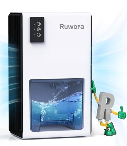 Dehumidifiers for Home, Dehumidifier for Room 9300 Cubic Feet (950 sq ft) with Auto Shut Off, RUWORA Small Dehumidifiers with 7 Colors LED Light & 85 OZ Water Tank for Bathroom Bedroom Closet