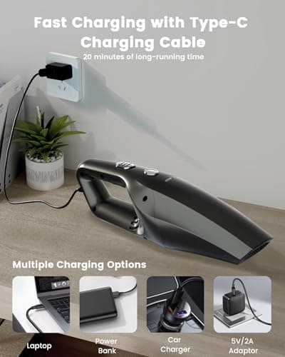SERVOMASTER Handheld Vacuum Cordless, Car Vacuums Powerful with Rechargeable Battery, Portable Hand Held Vacuum Cordless with Washable HEPA Filter, Mini Vacuums Kit for Men and Women 8
