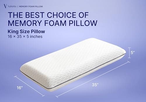 Cooling Gel Memory Foam Pillow - 1-Pack - King Size Bed Pillows For Sleeping - Medium-Firm - Back, Stomach and Side Sleeper Pillow - Shoulder & Back Pain Relief - Washable , Bamboo Viscose Cover 7