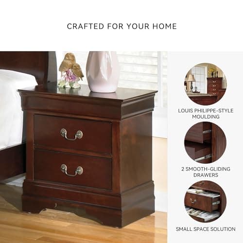 Signature Design by Ashley Alisdair Traditional 2 Drawer Nightstand, 23.75" Tall, Dark Brown 5