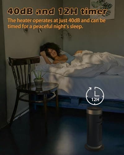 YOLOZAI Space Heater, 1500W PTC Electric Heaters with Fan for Indoor Use with Remote, 90° Oscillation 1-12H Timer, Holding Temperature Portable Heaters for Large Room Office Bedroom with Thermostat 6