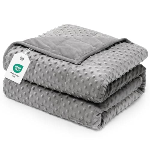 Wemore Weighted Blanket for Adults Queen Size 15 lbs, Minky Dot Cooling Heavy Blankets, Cozy Soft Washable Throw Blanket with Glass Beads, Grey 60 x 80 inches