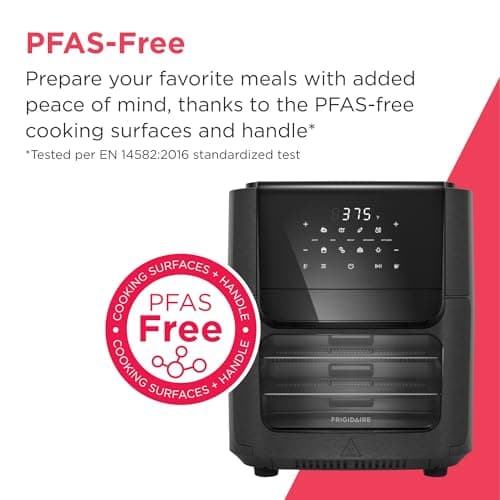 Frigidaire 5-in-1 Air Fryer Combo Oven with Viewing Window, Large 12.6 QT Capacity, Digital Display, 5 Cooking Modes, 7 Recipe Presets, Automatic Shake Reminder, PFAS-Free Cooking Surfaces, Black 8