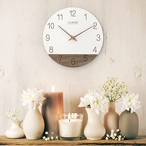 La Crosse Technology 12" Sierra Wood Quartz Analog Wall Clock - White - 404-3630B 7