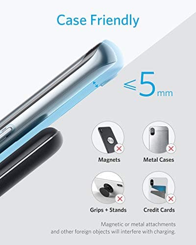 Anker 313 Wireless Charger (Stand), Qi-Certified for iPhone 17/17 Pro/17 Pro Max/16/15/14/13, 10W Fast-Charging Galaxy S23 S22 S21(No AC Adapter) (Black, 2 Pack) 6