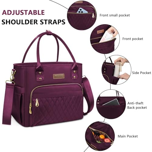 MIYCOO Lunch Bag Lunch Box Women - Leakproof Insulated Lunch Cooler Bag for Women - Large Lunch Tote Bags Adults, Purple 8