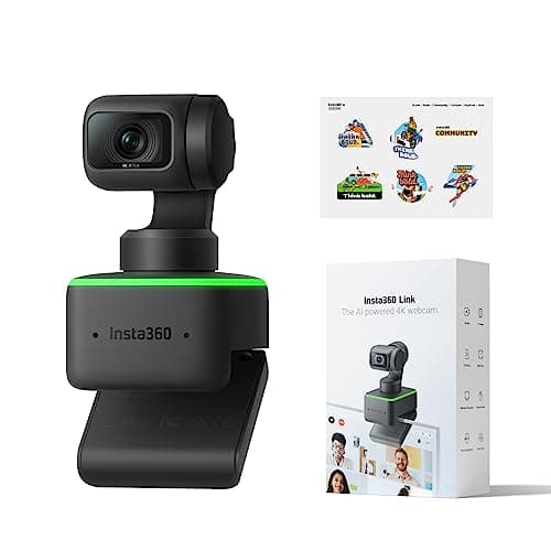Insta360 Link Official Sticker Kit - PTZ 4K Webcam with 1/2" Sensor, AI Tracking, Gesture Control, HDR, Noise-Canceling Microphones, Specialized Modes, Webcam, Live Streaming, Zoom Certified