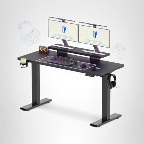 FLEXISPOT Standing Desk with Monitor Stand, 55 x 24 Inches One-Piece Electric Height Adjustable Computer Desk with Cup Holder, Home Office Desks (Black Frame+ Black Top) 9