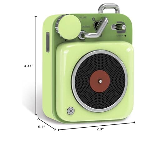 Muzen Mini Bluetooth Speaker, Button Small Cute Portable Metal Retro Wireless Speaker with Loud Volume Great Sound and Portable Lanyard & Gift Bag for Office Classic Vintage Decor 9