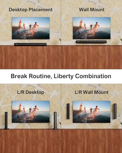 ULTIMEA 2.2ch Sound Bar for Smart TV, Peak Power 100W, 2-in-1 Detachable Soundbar for TV, Bluetooth 5.3 TV Sound Bar, 3 EQ Modes, Bass Adjustable, App, HDMI ARC/Optical/Aux/Wall Mount, Apollo S40 8