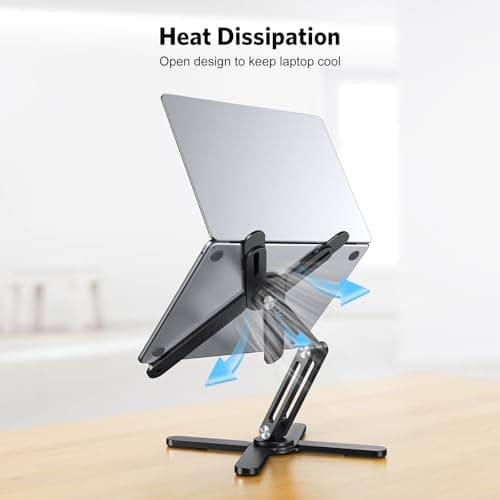 OMOTON 360° Rotating Laptop Stand Riser for Desk, Ergonomic Foldable Computer Stand Adjustable Height Angles for Collaborative Work, Easy Storage Fit Macbooks,All Laptops up to 16 inches, Black 9