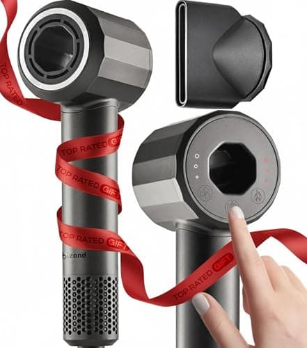 BIZOND Ionic Hair Dryer for Women and Men, Professional Premium Quality High-Speed Motor 110,000 RPM, 1600W Power, 200M Negative Ions, 9ft Long Cord, Lightweight Blow Dryer, Fast & Ultra Quiet (Gray)