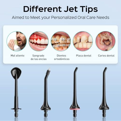 COSLUS Water Dental Flosser Pick for Teeth C30(FC5360): 4 Modes Cordless Portable 300ML Larger Tank Water Teeth Cleaner IPX7 Waterproof Flossing Cleaning Picks for Home Travel Black 9