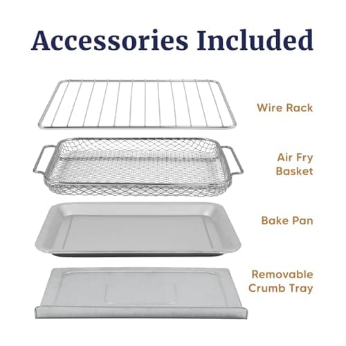 Elite Gourmet EAF1010D Programmable 10L Air Fryer Convection Countertop Oven, 8 Menu Settings, Temperature + Timer Controls, Bake, Toast, Broil, Air Fry, 1500W with Recipes, Steel Exterior 5