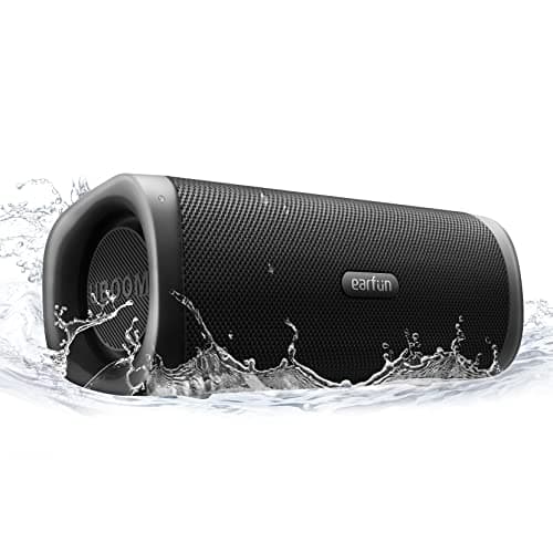EarFun UBOOM L Bluetooth Speaker, Portable Speaker 28W Loud Stereo Sound, Rich Bass, IP67 Waterproof & Dustproof, Dual Pairing, Built-in Mic, Low Latency, Wireless Speakers for Party, Indoor & Outdoor