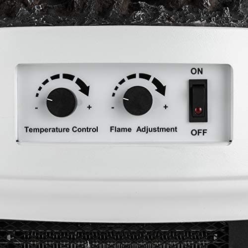 e-Flame USA Regal Freestanding Electric Fireplace Stove - 3-D Log and Fire Effect (White) 9