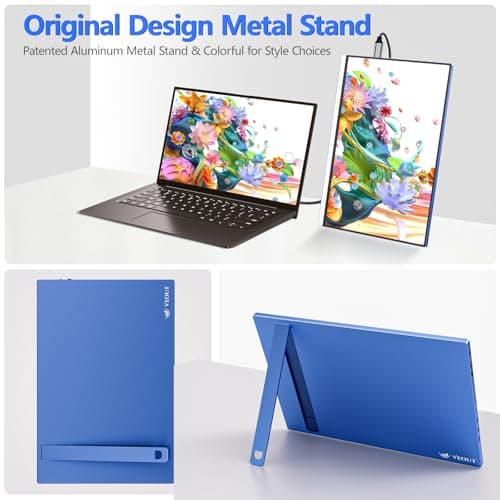 Veout Portable Monitor 16" 1200P FHD Dual USB-C/HDMI Ultra-Slim Travel Monitor with Kickstand & Speakers, 16:10 IPS External Second Screen Compatible with Laptop, Mini PC, MacBook, PS, Switch 6