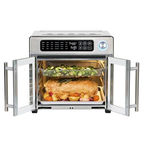 Emeril Lagasse Extra Large French Door Air Fryer Toaster Oven Combo, 24 Cooking Functions and Digital Controls, 7 Accessories Included, Stainless Steel Finish, 26QT Capacity 8