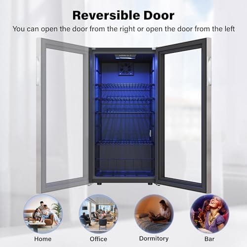 Yeego 3.1Cu.ft Beverage Refrigerator Cooler, 121 Can Mini Fridge with Glass Door, Small Drink Fridge with Adjustable Thermostat, Beverage Cooler for Beer Drinks Wines for Home Office or Bar 7