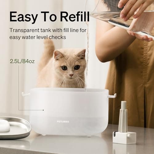 PETLIBRO Cat Water Fountain, Cat Fountain Indoor Stainless Steel Tray, 2.5L/84oz Wireless Pump Pet Water Fountain, Cat Water Dispenser with Two Flow Modes, Pet Fountain for Drinking Easy Clean 6