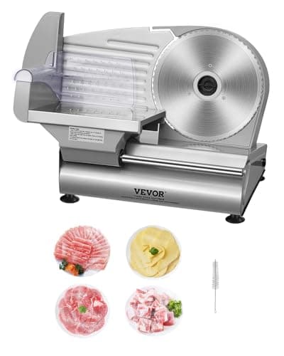 VEVOR Meat Slicer, 180W Electric Deli Food Slicer, 7.5 inch Meat Cutter with a Premium SUS420 Blade, 0-0.6 inch Adjustable Thickness, ETL Certified Food Slicer Machine for Home Use