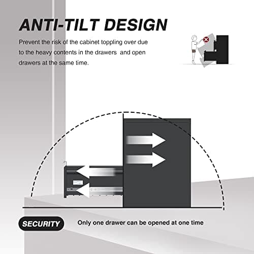Supper Metal Vertical File Cabinet with 2 Drawer,File Storage Cabinet with Lock,Office Home Steel Vertical File Cabinet for Letter/Legal/F4/A4,W14.96”x D19.68”x H28.7”, Assembly Required (Black) 8