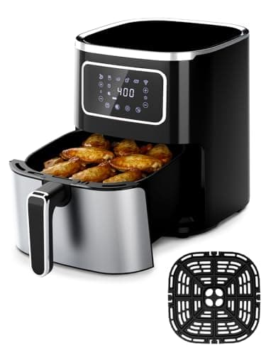 Air Fryer Oven 5 L, 6 Presets Digital Display Compact Cooker，Space-saving, Stainless Steel