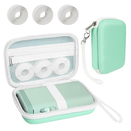 Teyomi Case Compatible with NELKO P21, for NIIMBOT D110, for JADENS D110 Label Maker with 3 Roll Label Tape(Label Paper 1/2" x 1 1/2" (12mm X 40mm))-Hard Shell Storage Bag-Green