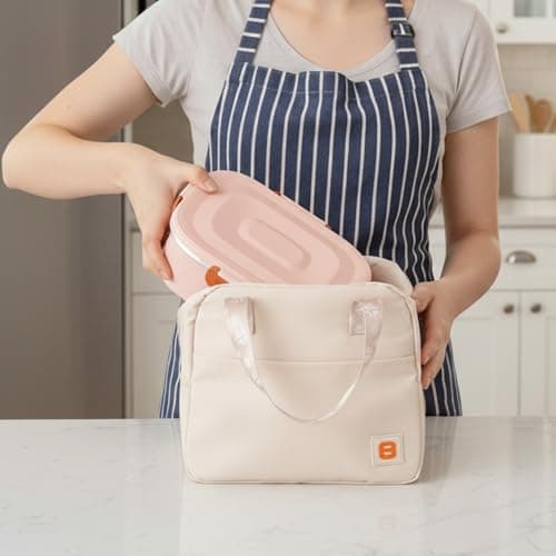 BEVISS 18/8 Stainless Steel Bento Box, Bento Lunch Box with Soup Bowl for Kids and Adults, Food Containers with Bag for Office or School, Pink 7