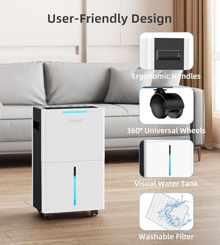 1500 Sq. ft Dehumidifier for Basement and Large Room, 21 Pints Dehumidifiers for Home with Drain Hose, Intelligent Humidity Control, 3 Modes, 24H Timer, Ideal for RV, Bathroom, Bedroom 7