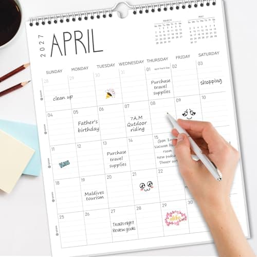 Guasslee Wall Calendar 2026-2027, 14"x11.5" Vertical Wall Calendar 2026, 13-Month Desk/Wall Calendar From 2026 Jun - 2027 Jun, Monthly Hanging Planner Spiral Bound For School Home Office Organizing 5