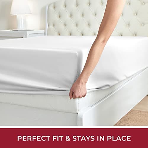Mellanni Queen Fitted Sheet - Iconic Collection Bedding Sheets with up to 16 inch Deep Pocket - Soft & Cooling - Fade & Stain Resistant - 1 PC (Queen, White) 5