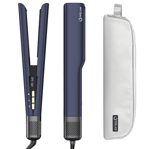 IG INGLAM Air Straightener, Style from Wet Hair, 2.2" Hair Dryer Straightener, 200M Negative Ionic, One-Step Air Straight for Medium and Long Length(14"-30"), Prussian Blue