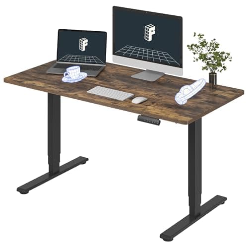 FLEXISPOT E6 3-Stage Dual Motor Electric Standing Desk 55 x 28 Sit Stand Up Desk, Holds 220 lbs, Adjustable Height w/Memory Presets, One-Piece Special Walnut Desktop & Black Frame, Ships in 2 Boxes