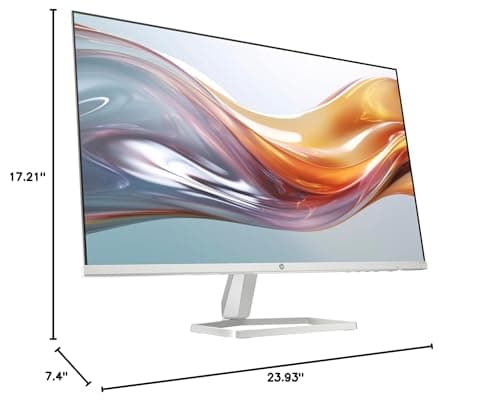 HP Series 5 527sw 27" 300 nits IPS FHD Monitor (Replaces M27FW) Adjustable Tilt, Flicker Free, Anti-Glare, Ultra-Thin, Low-Blue Light Filter, 1x HDMI, White/Silver w/DKZ Hub USB Port Expander 6