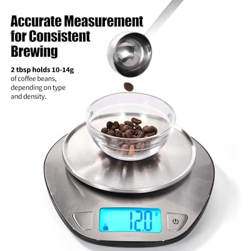 18/8 Stainless Steel Coffee Scoop, Doosu Food-Grade Metal Measuring Spoon with 4.3in Long Handle, Tablespoon Scooper for Coffee Beans, Ground Coffee, Espresso, Protein Powders, Tea, Sugar (2 Tbsp) 6