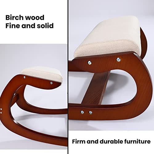 Ergonomic Kneeling Chair Birch Computer Stool Relax Your Knees with Sponge Cushion, Easy to Assemble Improve Sitting Posture for Home Office (Walnut) 5