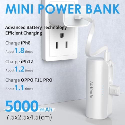 Portable Charger Power Bank For iPhone With Dual Infterface, Real 5000mAh , Mini Phone Charger Battery Pack Fast Charging Compatible with iPhone 15/14/14 Pro Max/14 Plus/13/12/11/X/8/7/6, More (white) 5