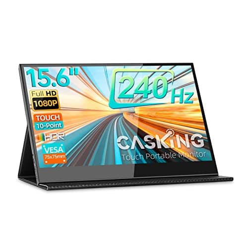 CASKING 240Hz Portable Monitor, 15.6-inch Portable Touchscreen,High Refresh Rate Portable Gaming Monitor, USB C HDMI Portable Monitor for PS5 Xbox Switch, Smart Case, VESA (C15T4) (C15T4)
