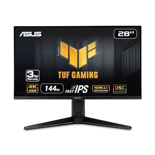 ASUS TUF Gaming 28” 4K 144HZ DSC HDMI 2.1, Monitor (VG28UQL1A) - UHD (3840 x 2160), Fast IPS, 1ms, Extreme Low Motion Blur Sync, G-SYNC Compatible, FreeSync Premium, Eye Care, DCI-P3 90%,Black