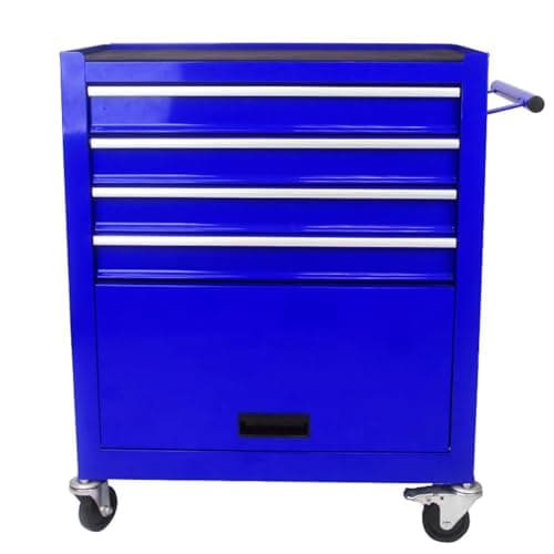 BouPower Rolling Tool Chest, 4-Drawer Rolling Tool Box with Interlock System and Wheels for Garage, Warehouse, Workshop, Repair Shop Blue