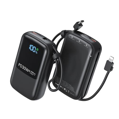 UYAYOHU Portable-Charger-Power-Bank - 16000mAh Battery Pack PD 30W Fast Charger Built-in Type-C and iOS Cables for iPhone, Samsung Galaxy, and Most Electronic Devices(Black)