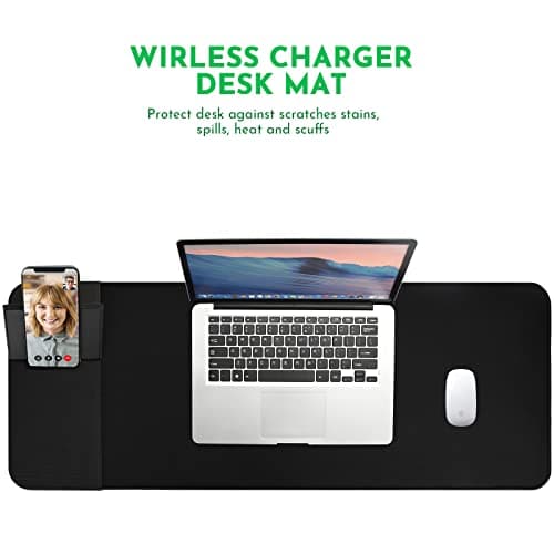 Wireless Charging Mouse Pad with Phone Holder Gaming Mousepad Desk Mat 15W Qi Fast Charging Pad Ultra-Smooth Surface Non-Slip Extended Premium Black Computer Keyboard Mat for MacBook PC Laptop 5