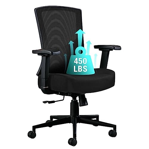 Blue Whale Ergonomic Office Chair 450lbs, High Back Computer Desk Chair for Heavy People with 4D Adjustable Waist Support and Heavy Duty Metal Base Mesh Chair