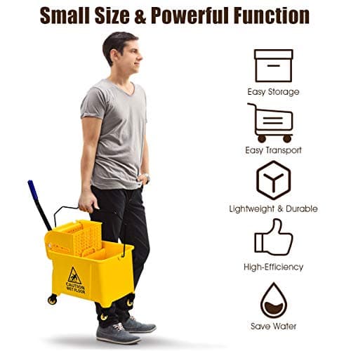 Goplus Commercial Mop Bucket with Wringer, Household Portable Mop Bucket, Ideal for Household and Public Places Floor, 21 Quart Capacity, Yellow (21 Quart) 6